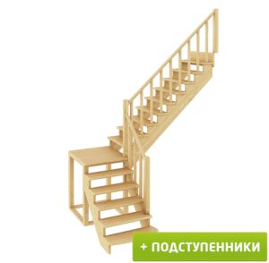 Лестница К-002м/2 Л c подступенками сосна (6 уп)